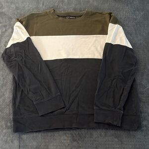 Original Use Olive and White Colorblock Crewneck